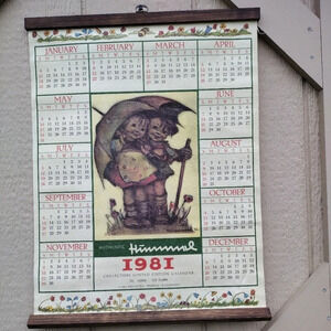 Vintage Hummel 1981 Collectors Linen Calendar & Certificate of Authenticity EUC
